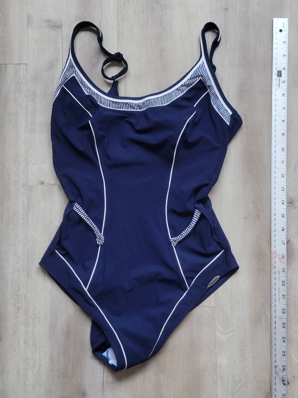 Classic Navy One-Piece Sunfair Swim Suit with White Trim